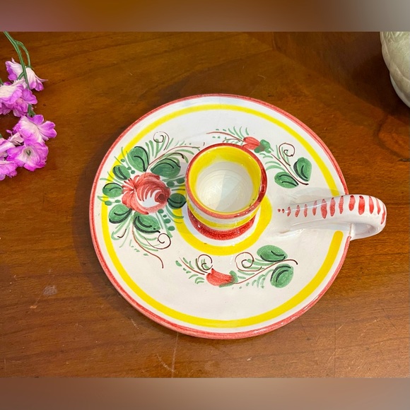 Siena Italian Hand Painted Ceramic Looped Candlestick Holder Decor - Picture 1 of 8